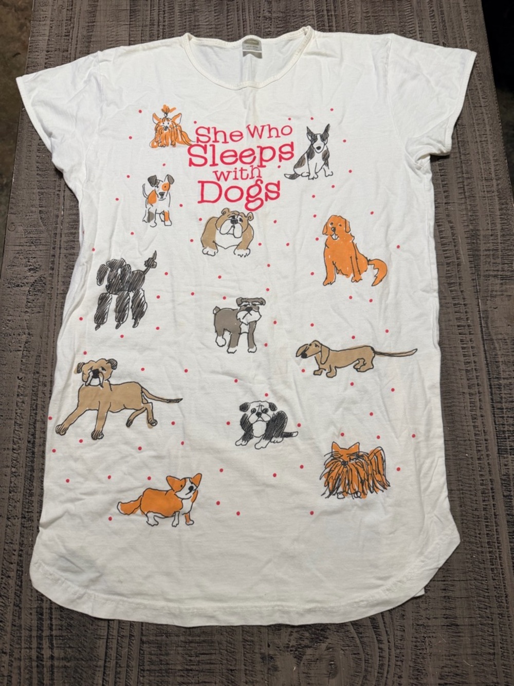 Graphic Dog Lover Tee in White with Orange and Black Accents